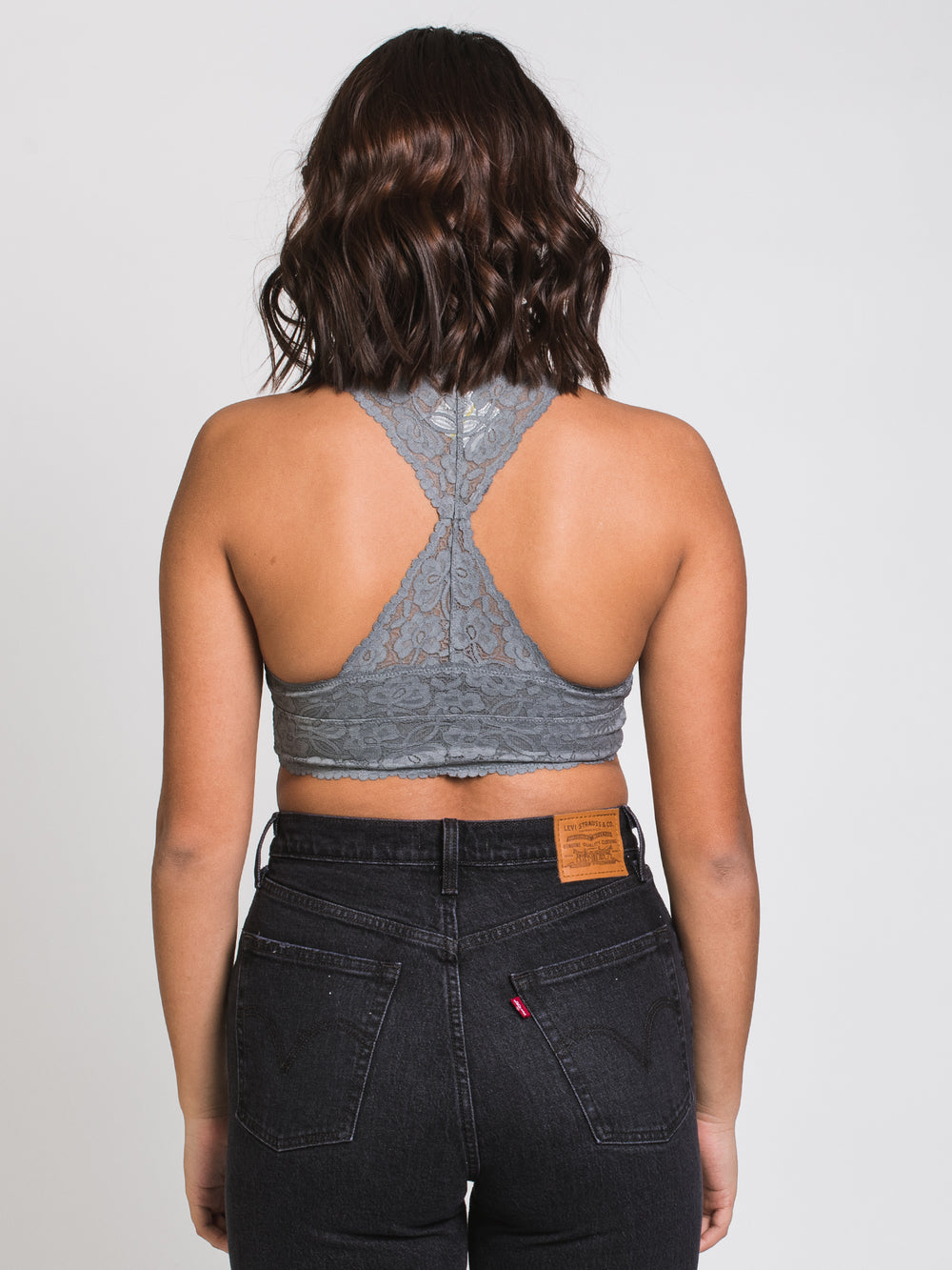 FREE PEOPLE GALLOON LACE RACERBACK - GRAPHITE - CLEARANCE