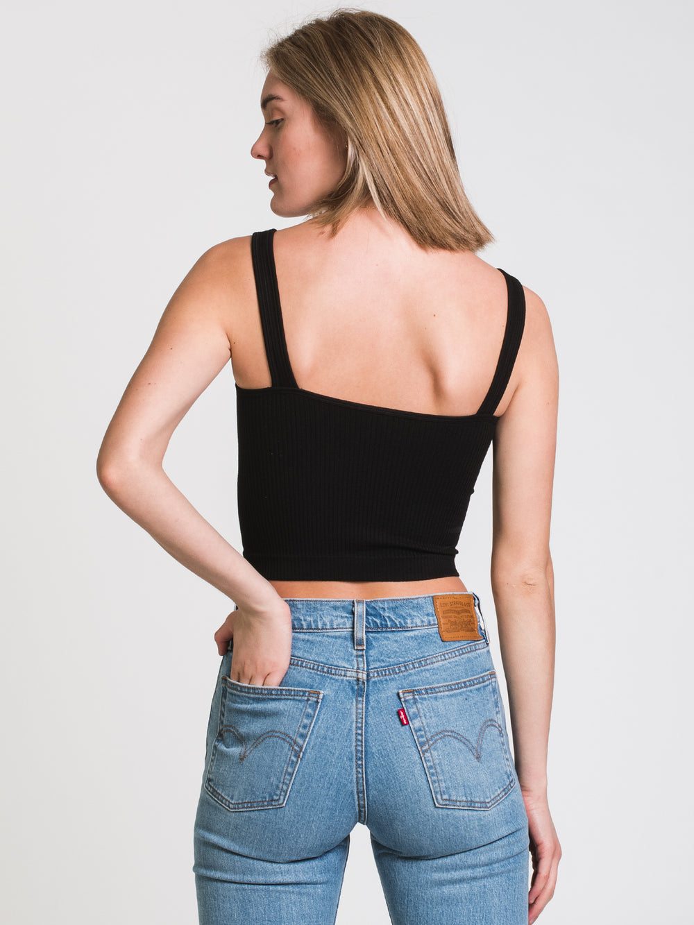 FREE PEOPLE SOLID RIB BRAMI - BLACK - CLEARANCE