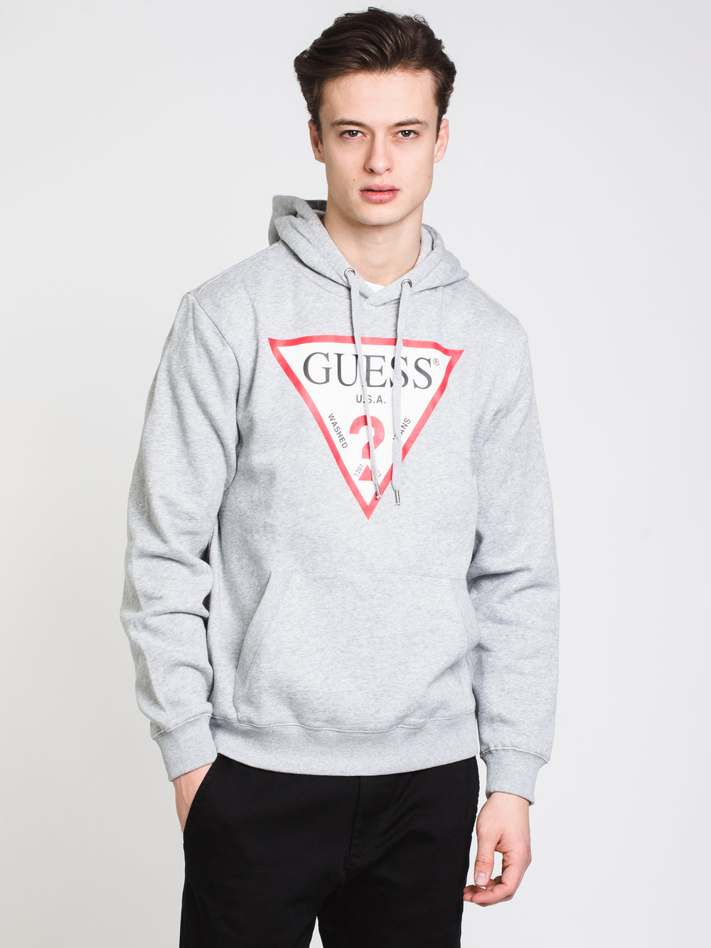 GUESS ECO ROY LOGO TRIANGLE PULL HOODIE - DESTOCKAGE