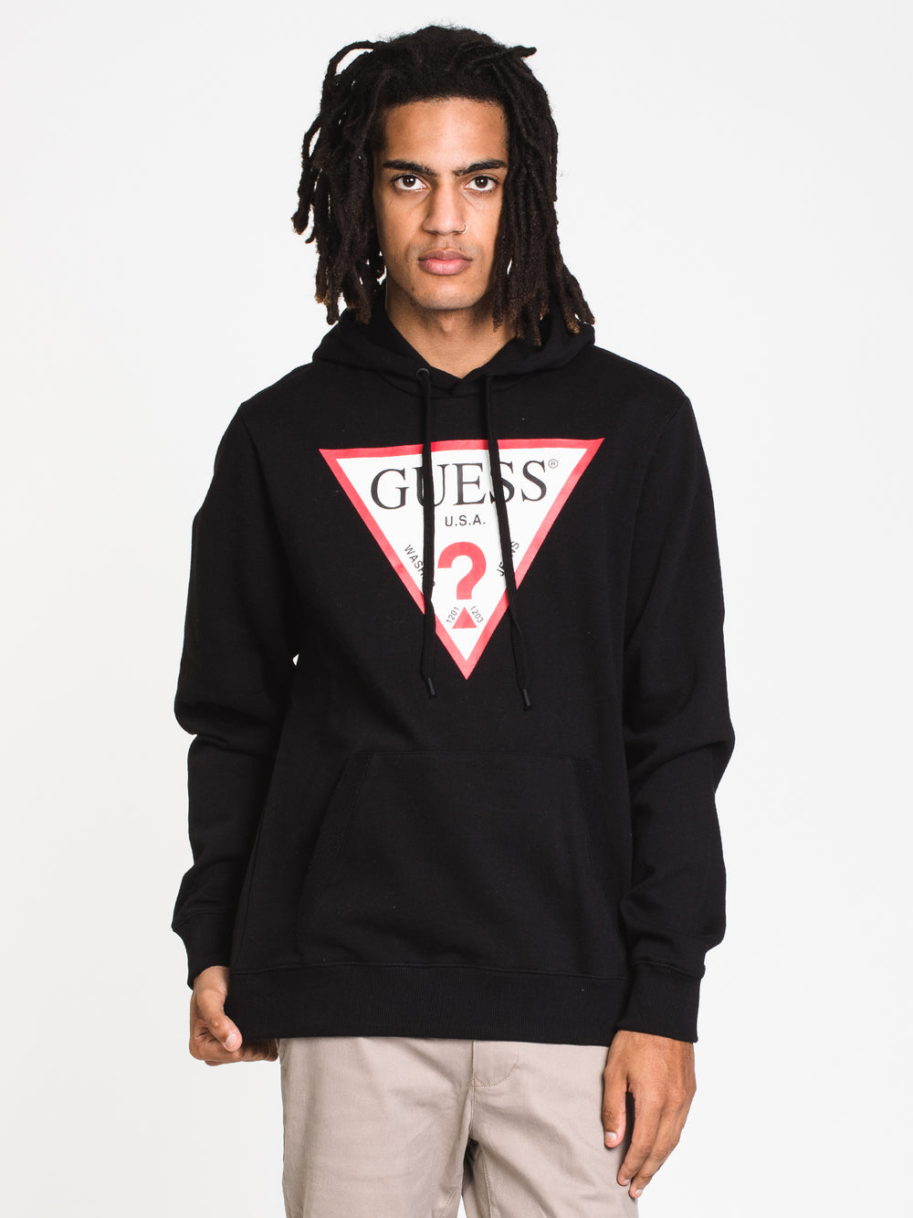 GUESS ECO ROY TRIANGLE LOGO PULLOVER HOODIE  - CLEARANCE