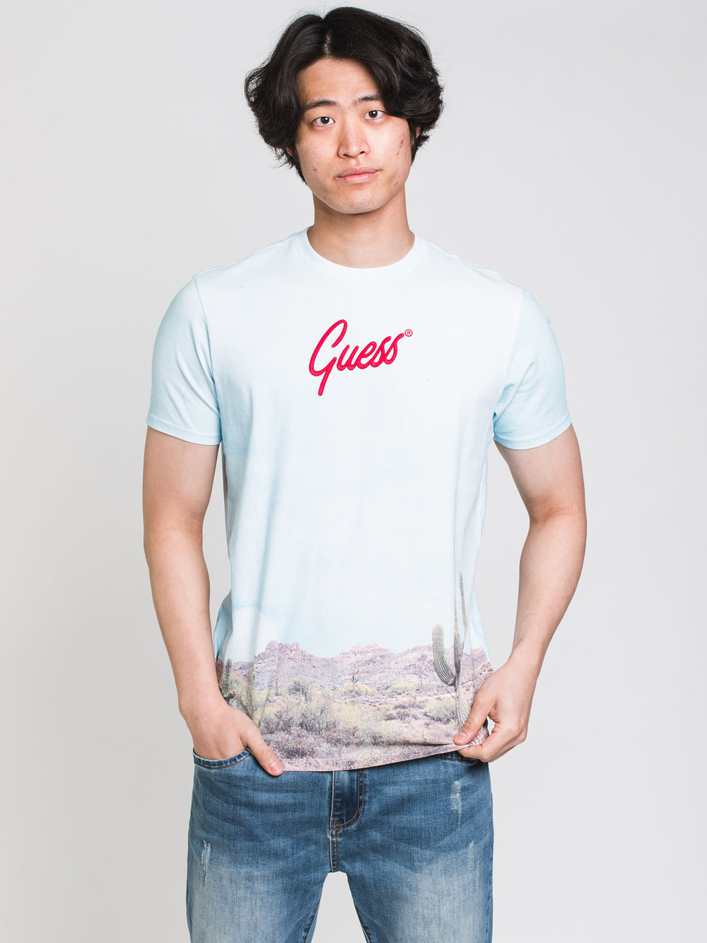 GUESS CACTUS PRINT SHORT SLEEVE TEE  - CLEARANCE