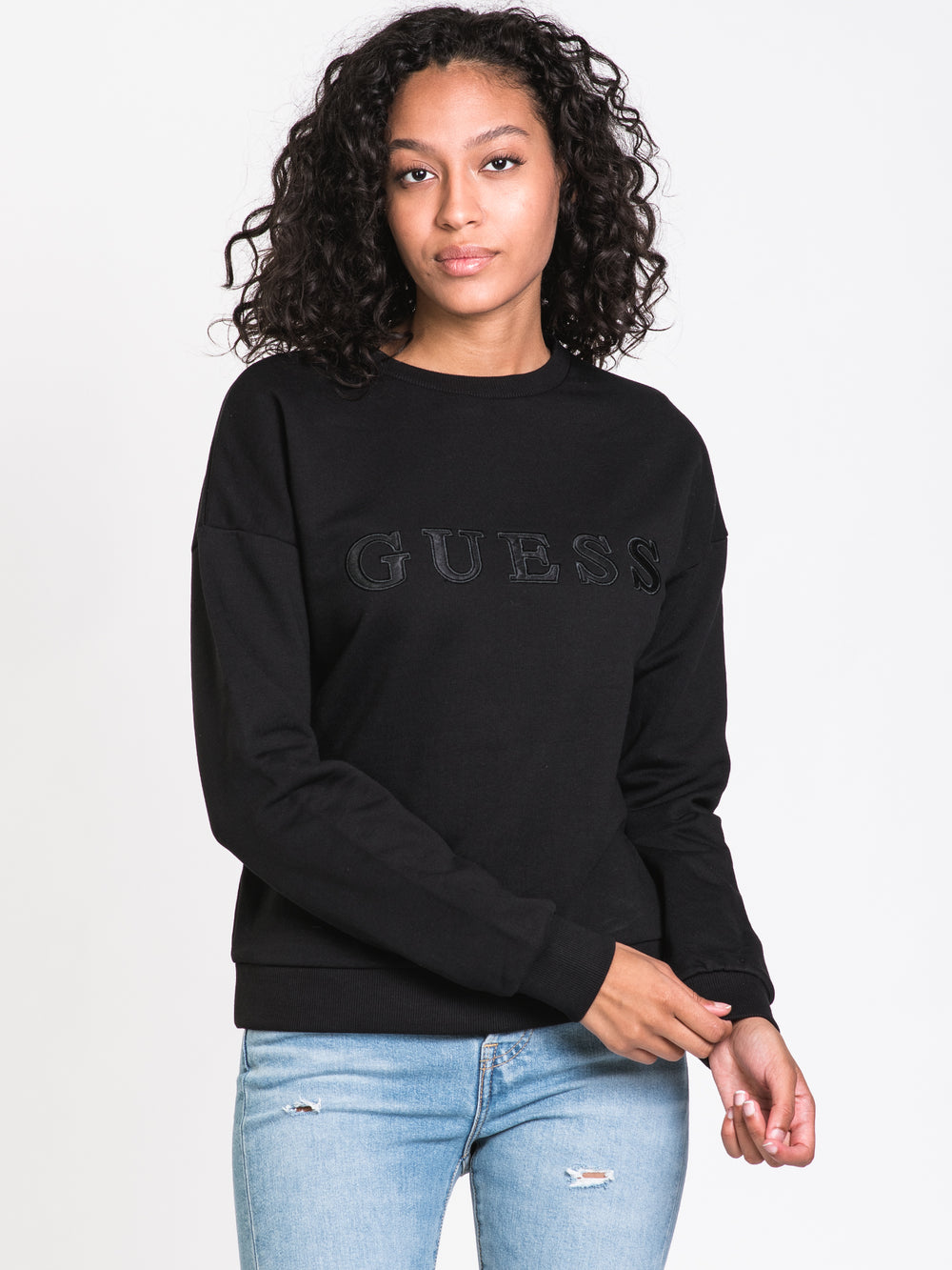 GUESS TONAL EMBROIDERED CREW  - CLEARANCE