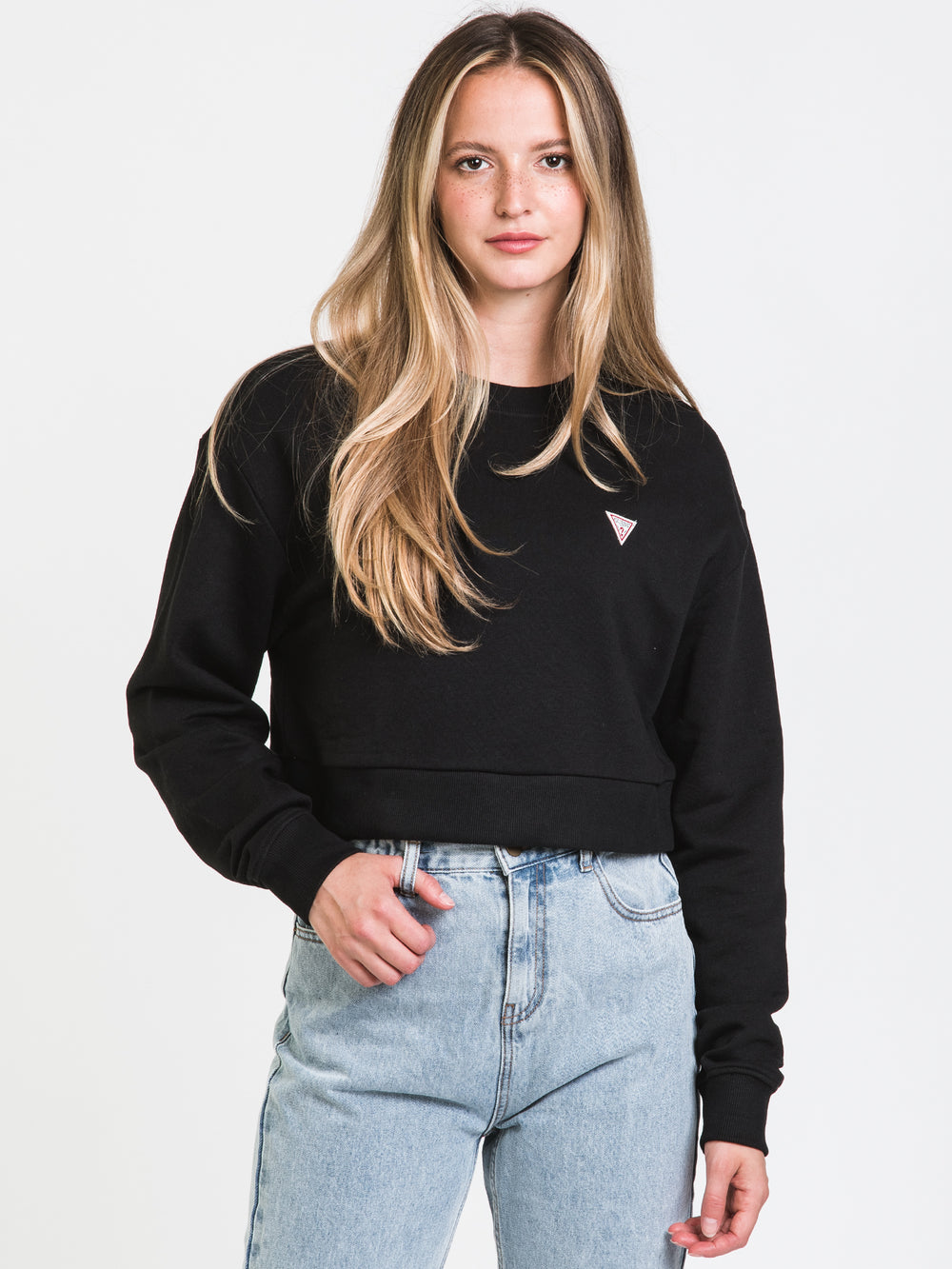 GUESS LONG SLEEVE CROP CREW  - CLEARANCE