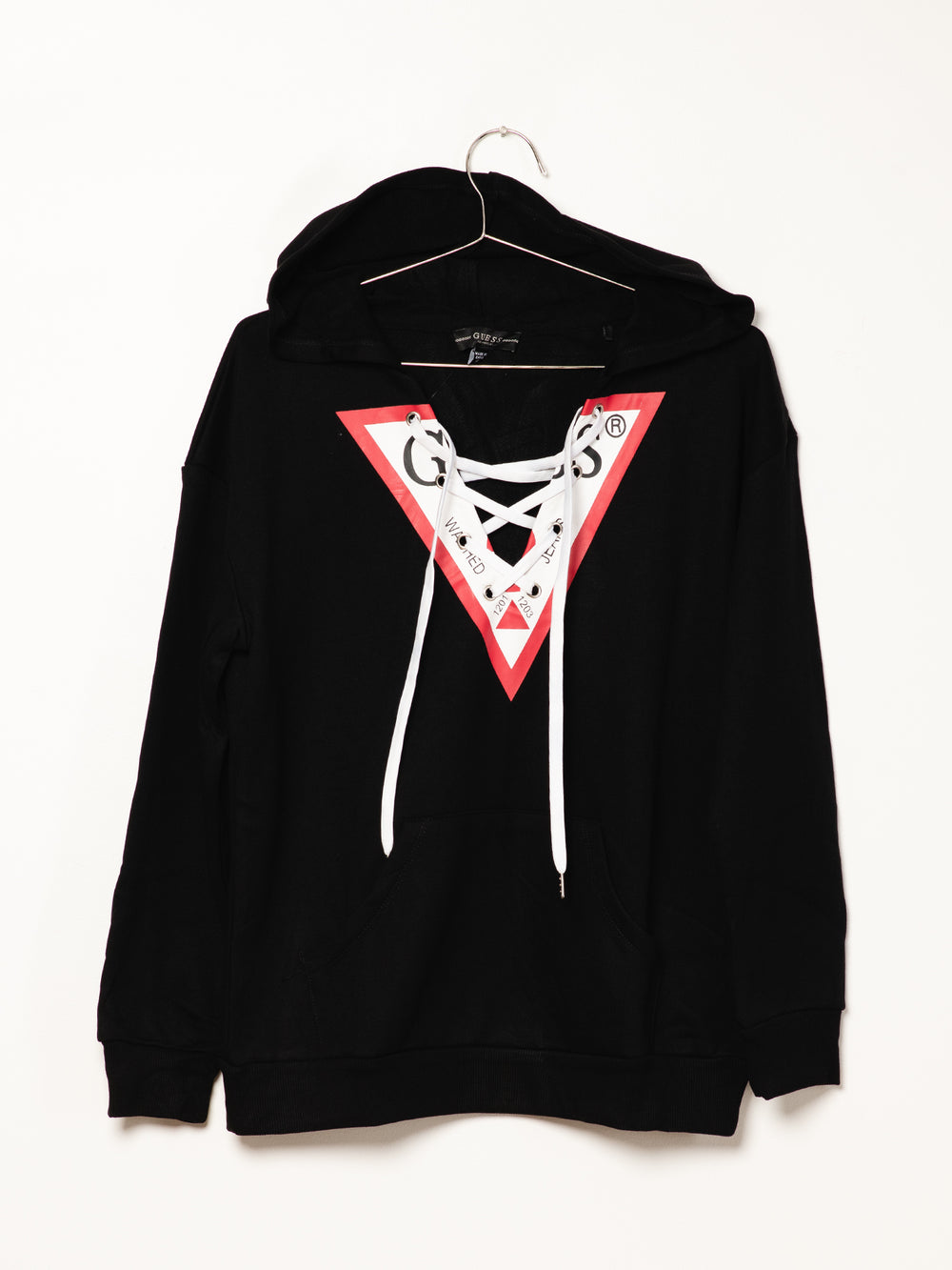 GUESS TRIANGLE LACE FRONT PULLOVER HOODIE - CLEARANCE