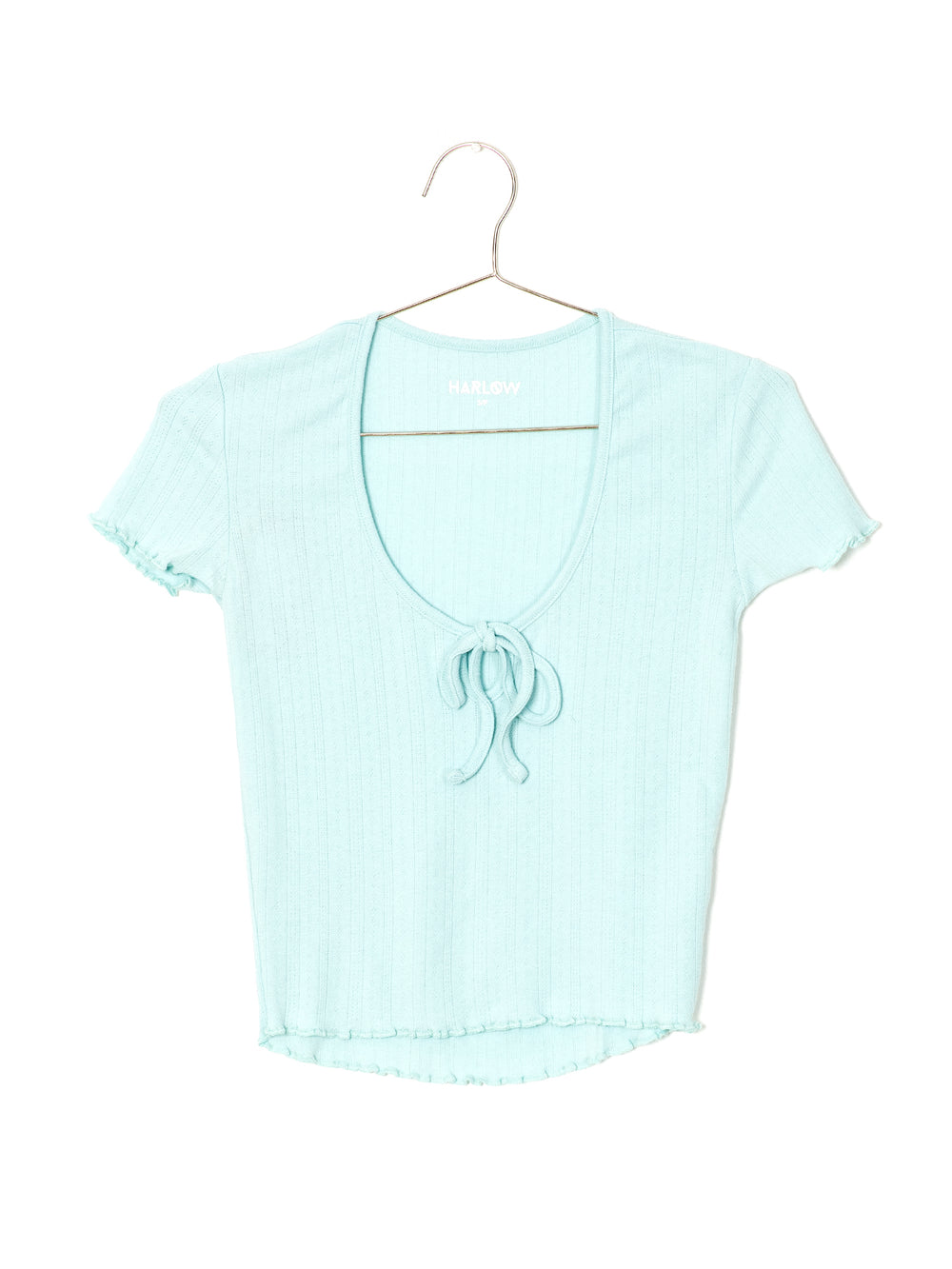 HARLOW POINTELLE SCOOP TEE - CLEARANCE