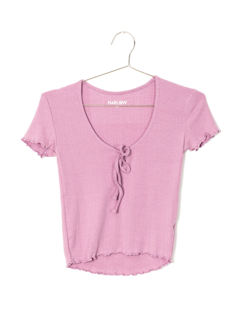 HARLOW POINTELLE SCOOP TEE - CLEARANCE