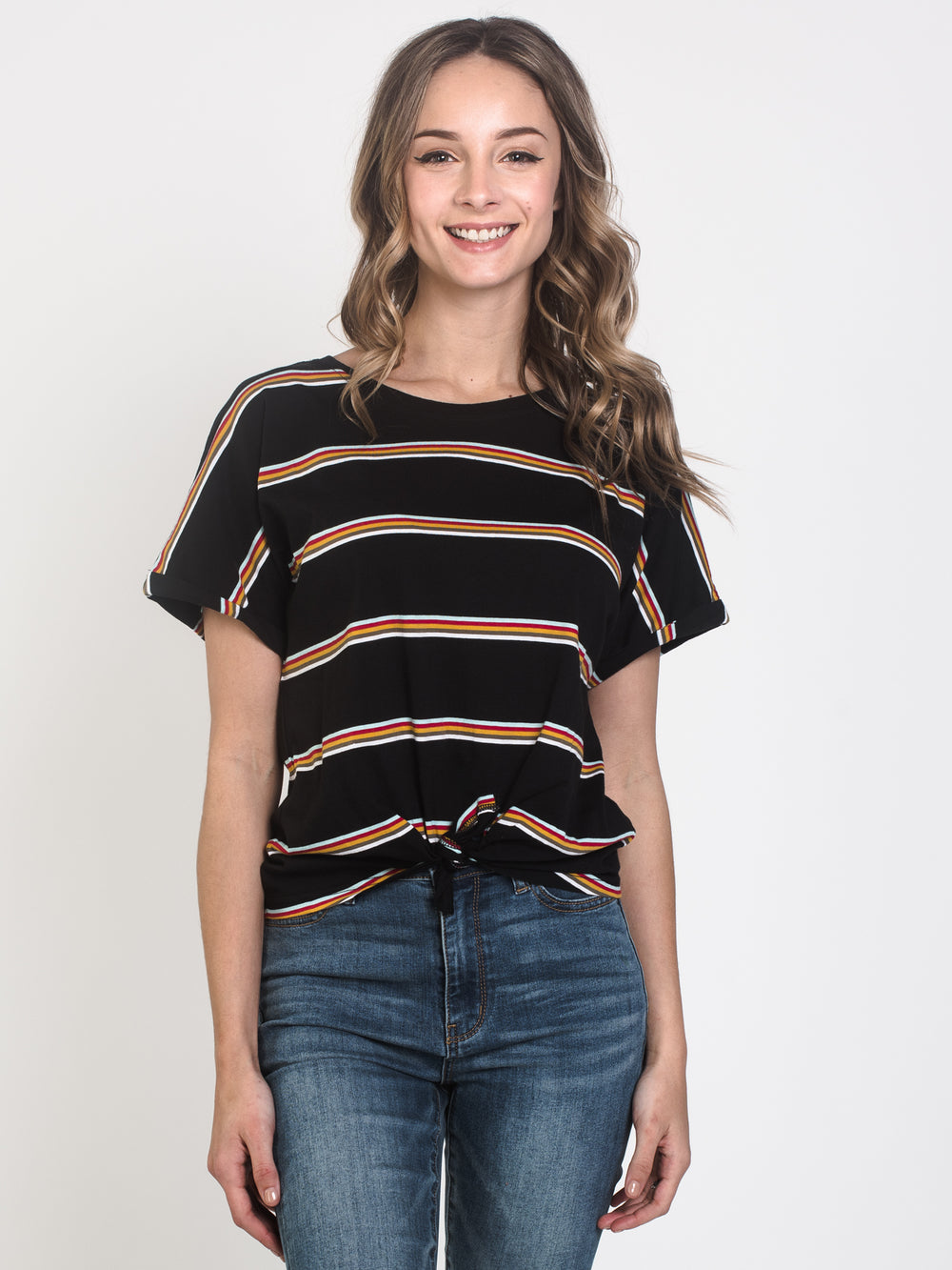 WOMENS LAYLA KNOTTED STRIPE TEE - CLEARANCE