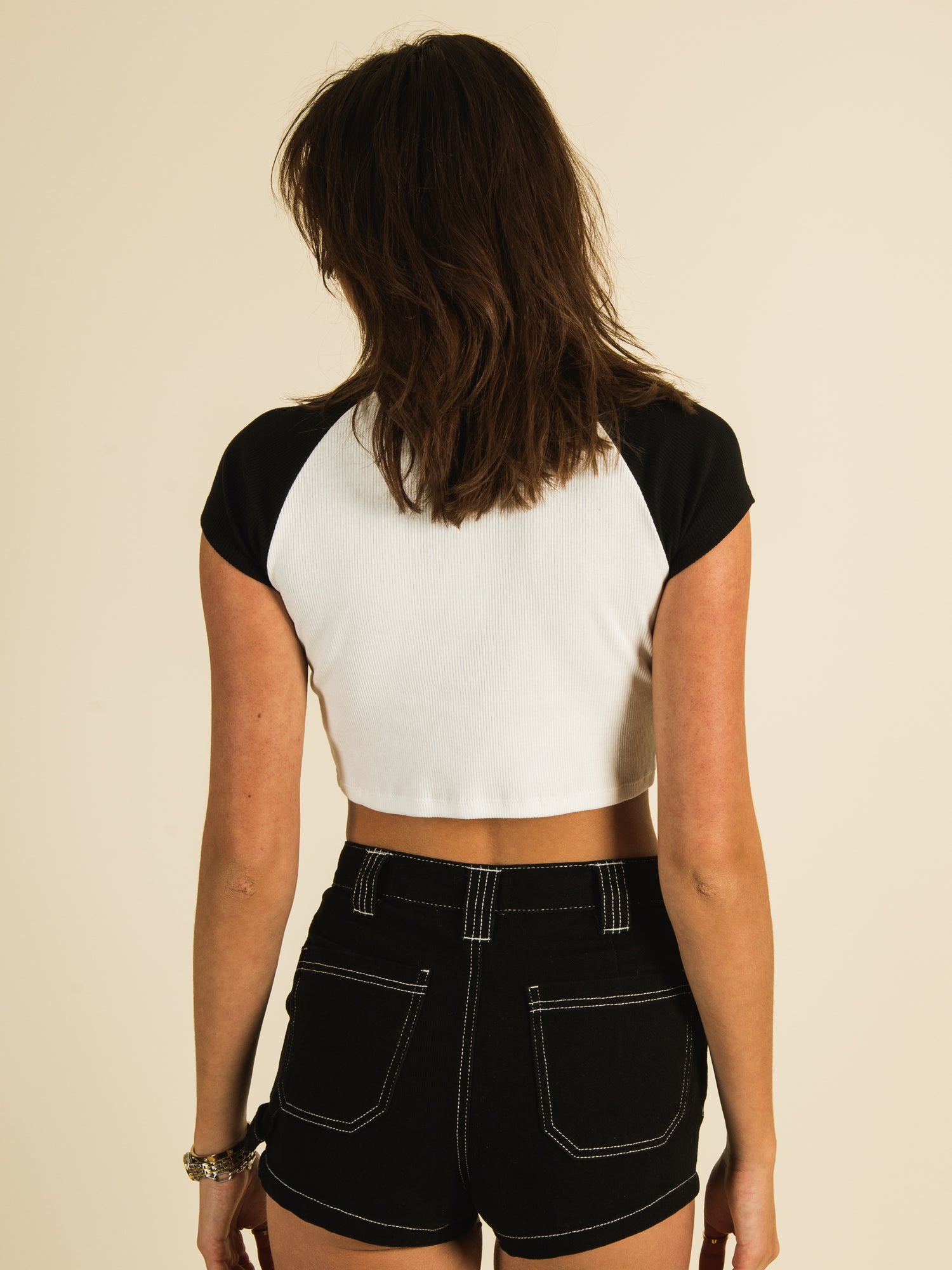 HARLOW COLOURBLOCK EMBROIDERED RAGLAN TEE - CLEARANCE