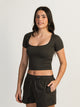 HARLOW HARLOW SQUARE NECK SEAMLESS TEE - CHARCOAL - Boathouse