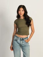 HARLOW ESSENTIAL RIBBED BABY TEE - ARMY