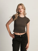 HARLOW ESSENTIAL RIBBED BABY TEE - CHARCOAL