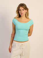 HARLOW CLAIRE TEE - AQUA