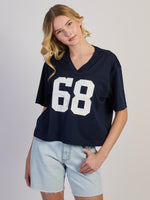 HARLOW PINNY TEE - NAVY/WHITE