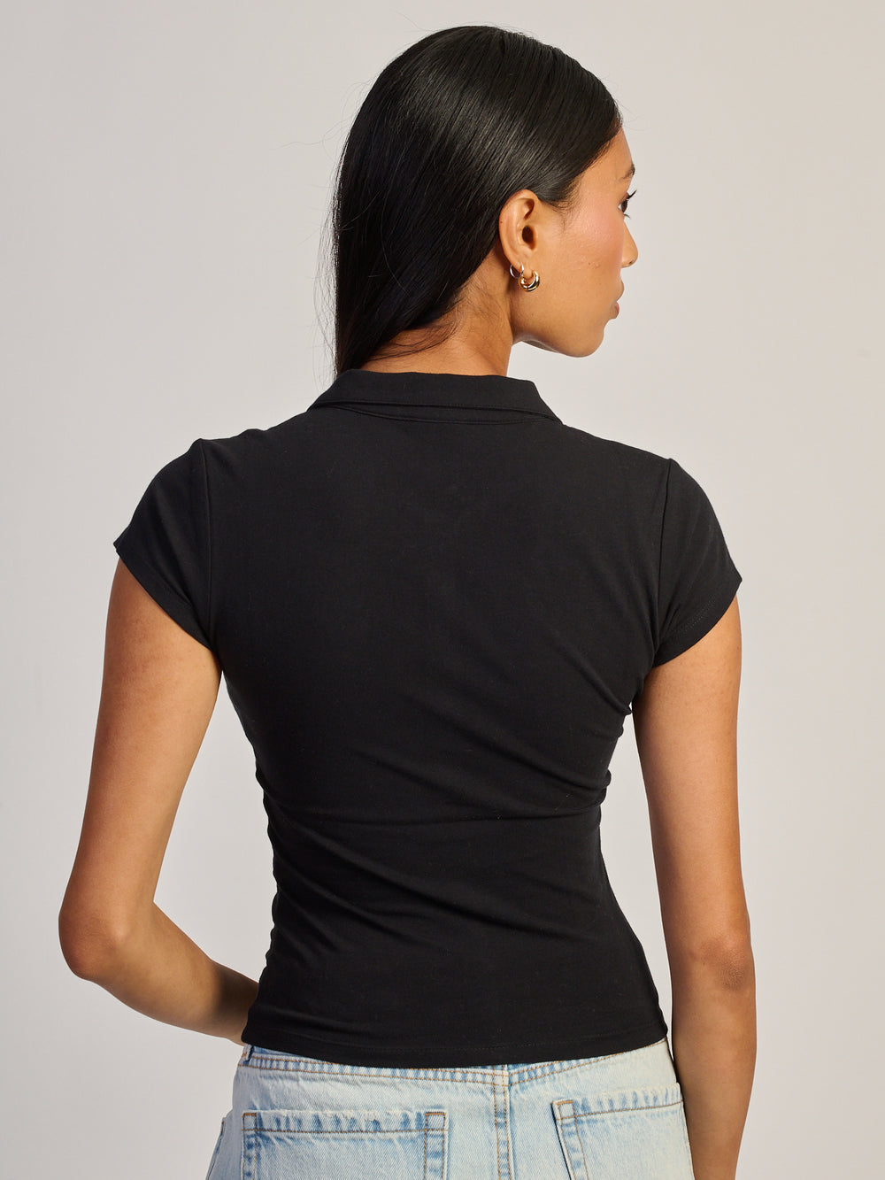 HARLOW SAWYER POLO TEE - BLACK