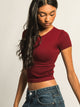 HARLOW HARLOW RIBBED SEAMLESS TEE - BURGUNDY - Boathouse