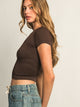 HARLOW HARLOW RIBBED SEAMLESS TEE - CHOCOLATE - Boathouse