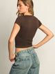 HARLOW HARLOW RIBBED SEAMLESS TEE - CHOCOLATE - Boathouse