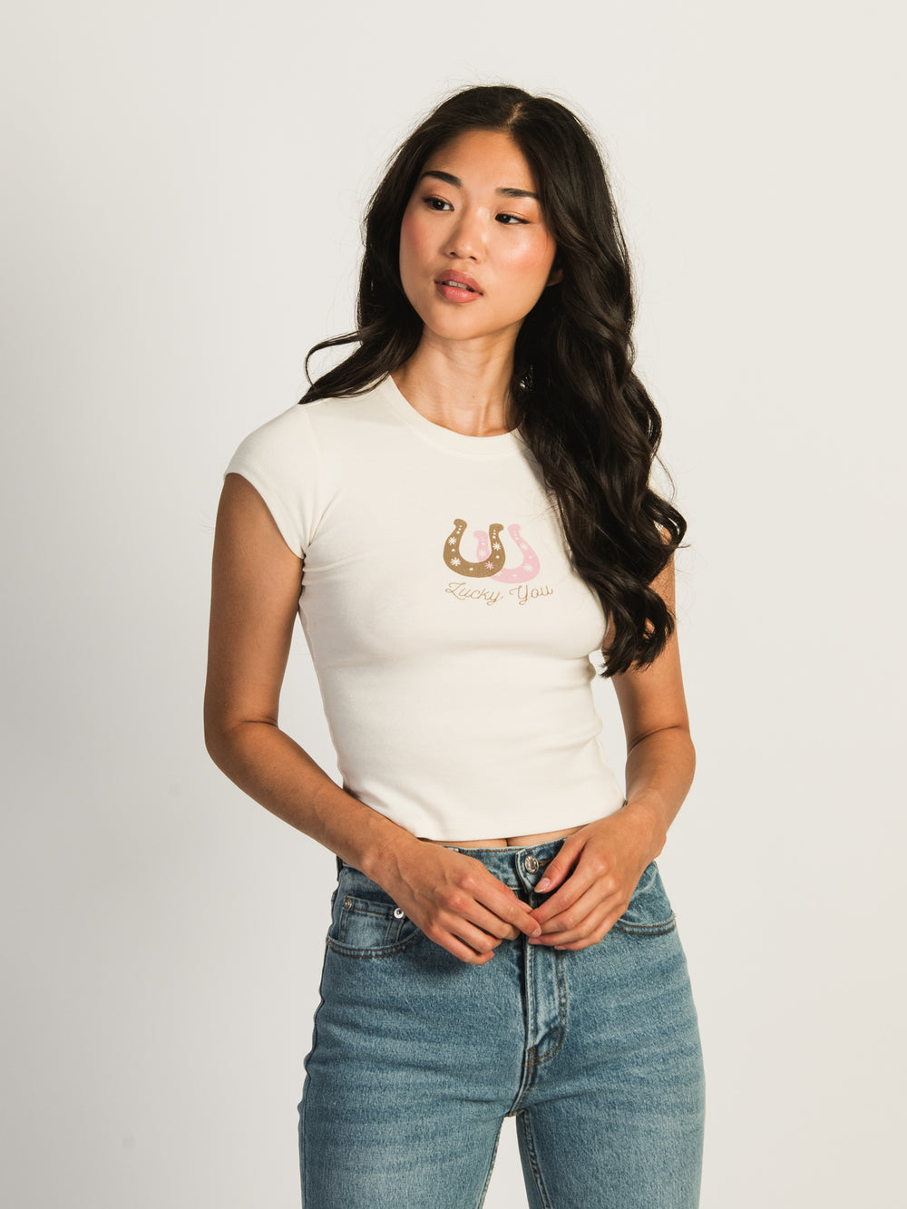 HARLOW FLAT RIB BABY TEE - HORSESHOE