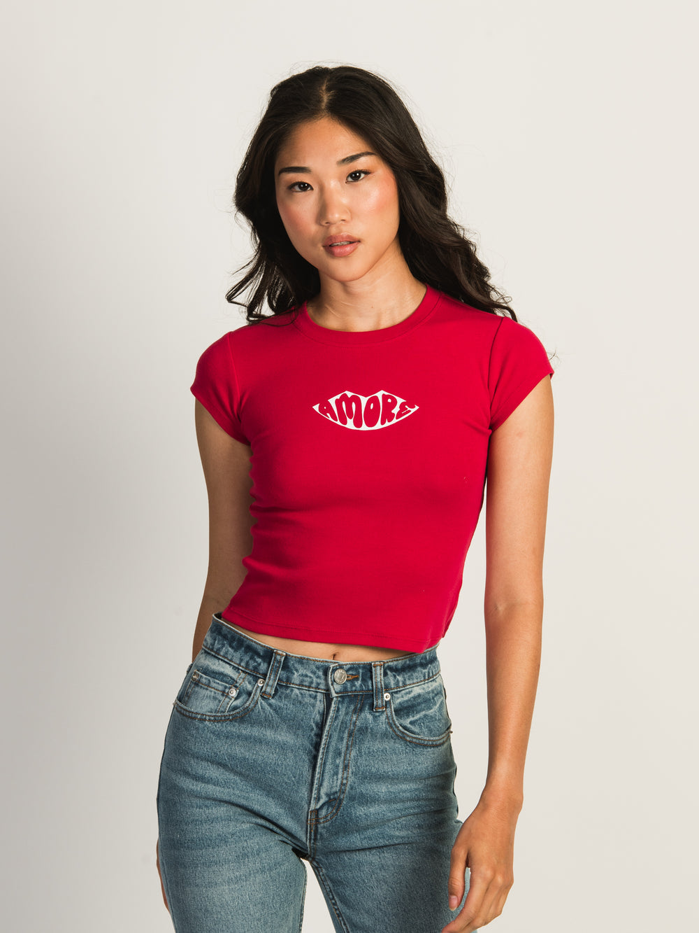 HARLOW FLAT RIB BABY TEE - AMORE