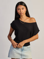 T-SHIRT HARLOW SKYE SLOUCH - NOIR