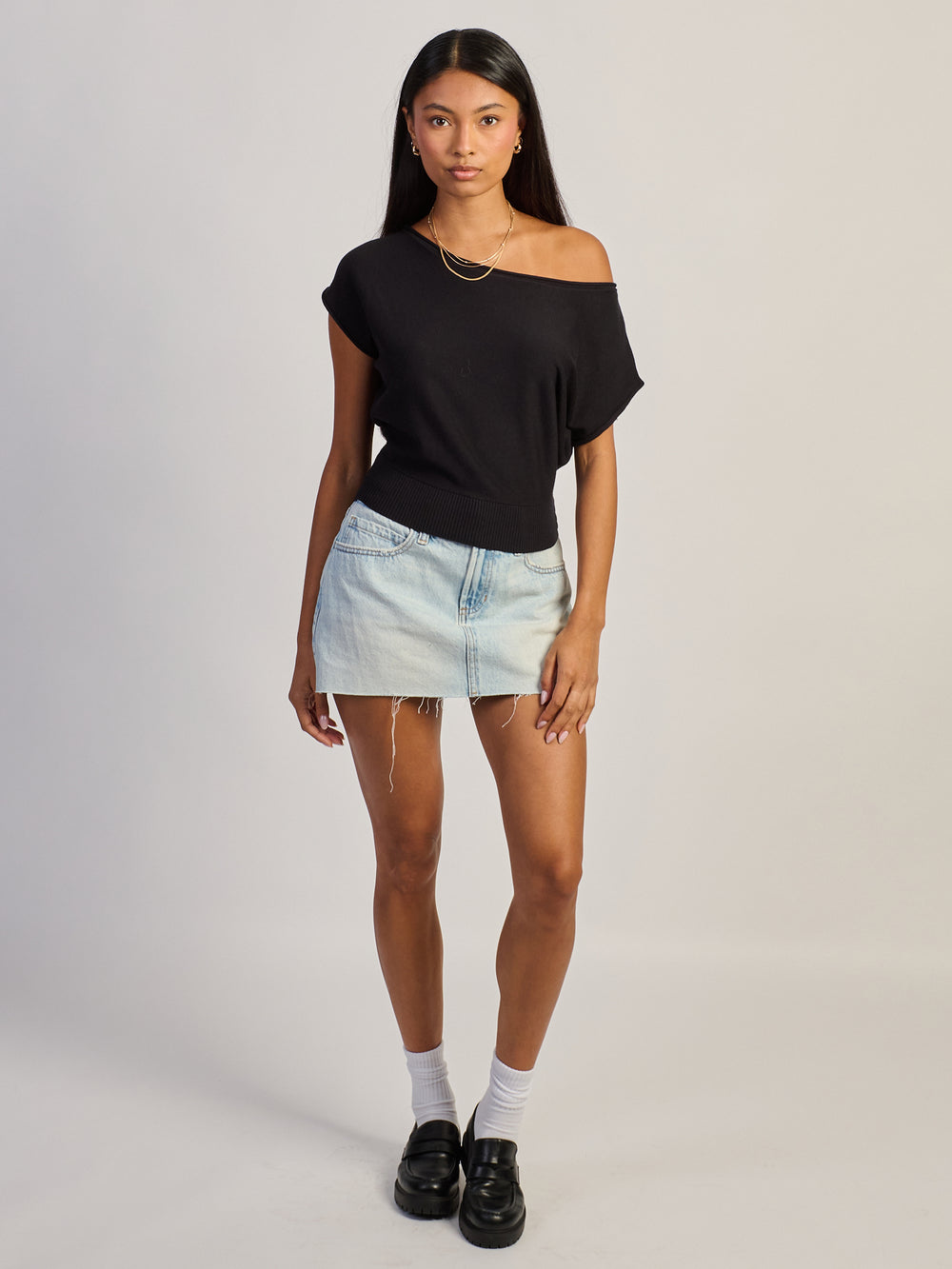 HARLOW SKYE SLOUCH TEE - BLACK