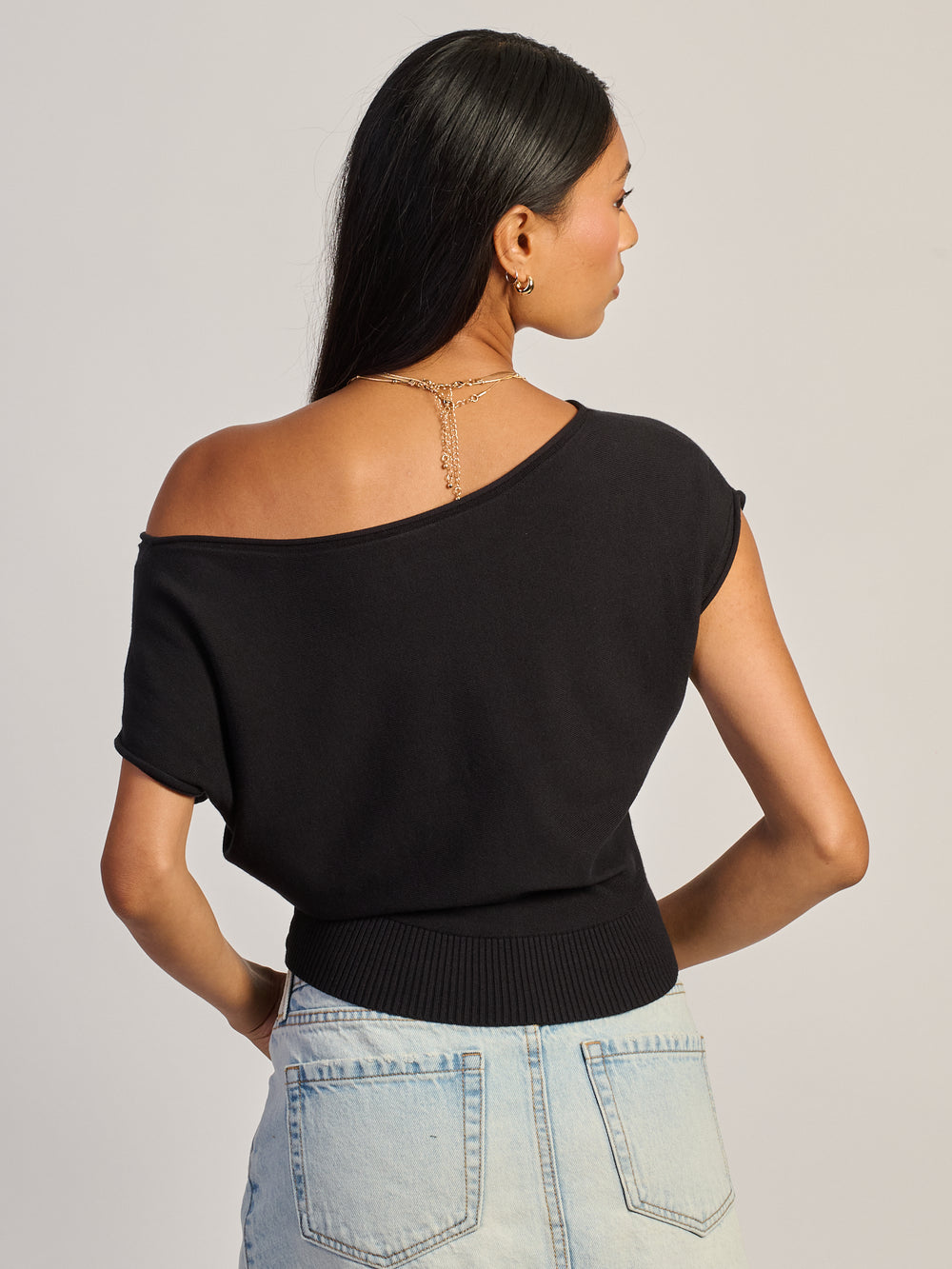 HARLOW SKYE SLOUCH TEE - BLACK