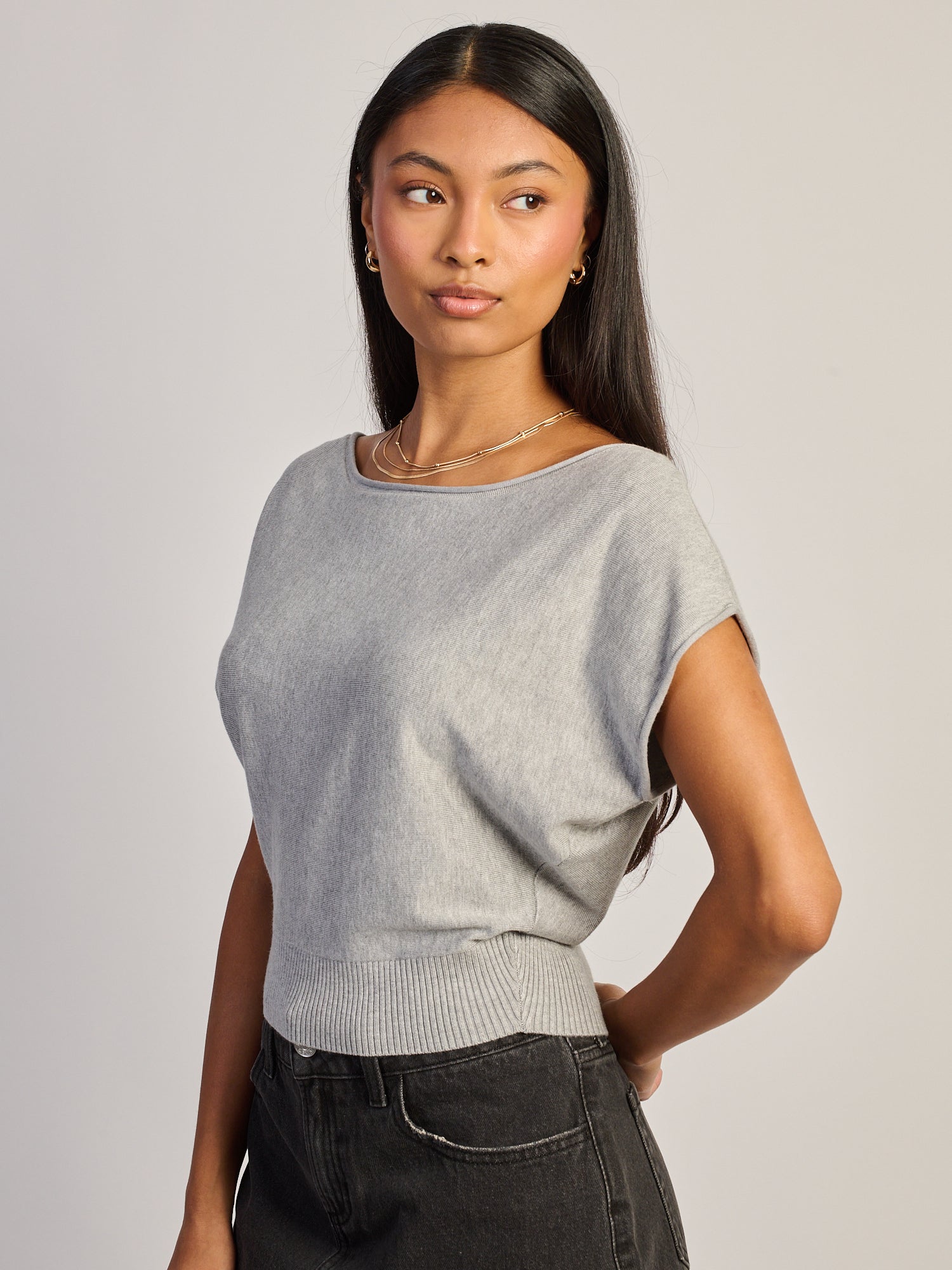 T-SHIRT HARLOW SKYE SLOUCH - GRIS CHINÉ
