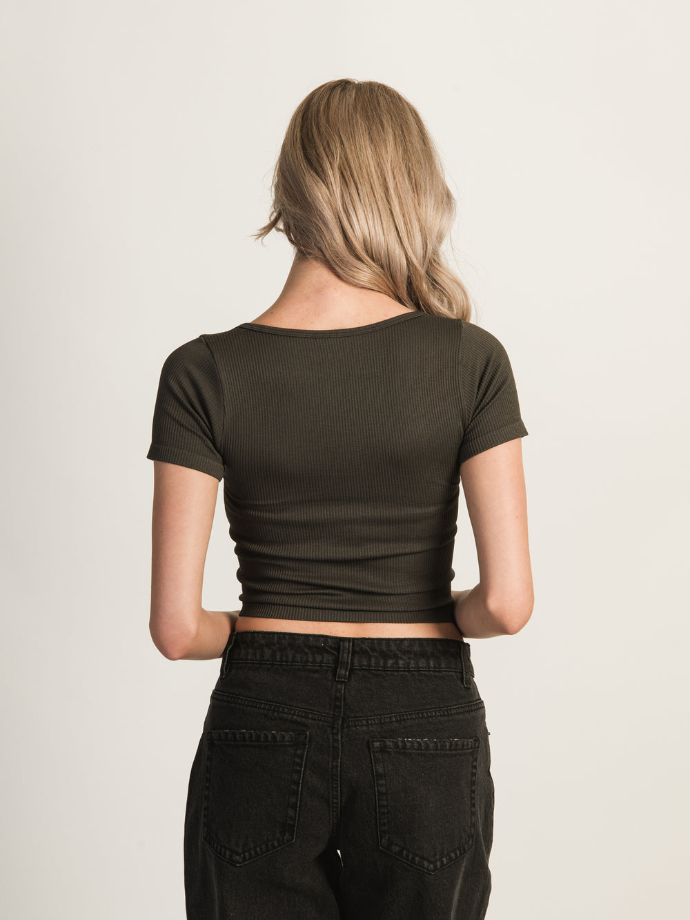 HARLOW SQUARENECK SEAMLESS TEE - CHARCOAL