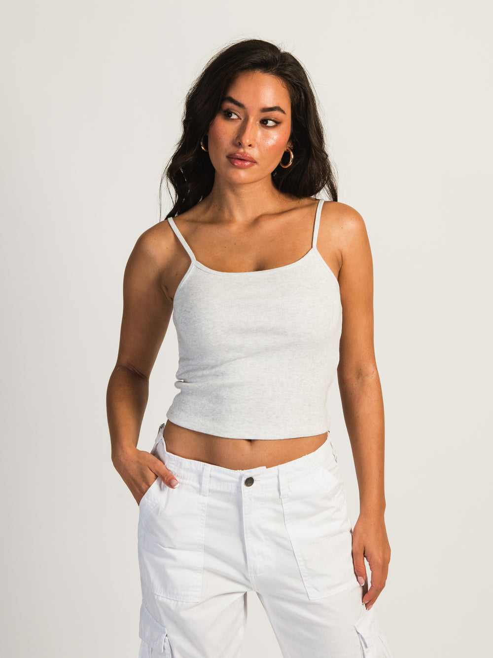 HARLOW SABRINA MELANGE TANK - HEATHER CLOUD WHITE