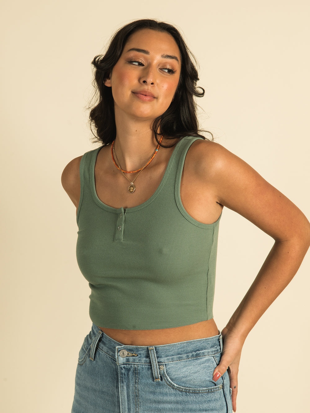 HARLOW SNAP HENLEY TANK TOP  - CLEARANCE