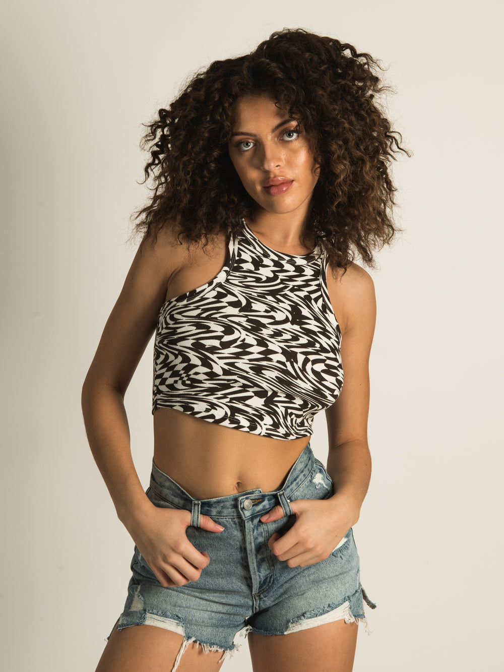 HARLOW SLIM NECK ALL OVER PRINT TANK TOP  - CLEARANCE