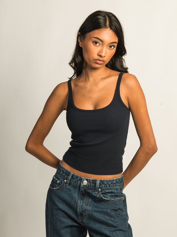 HARLOW ESSENTIAL RIBBED TANK TOP - NAVY