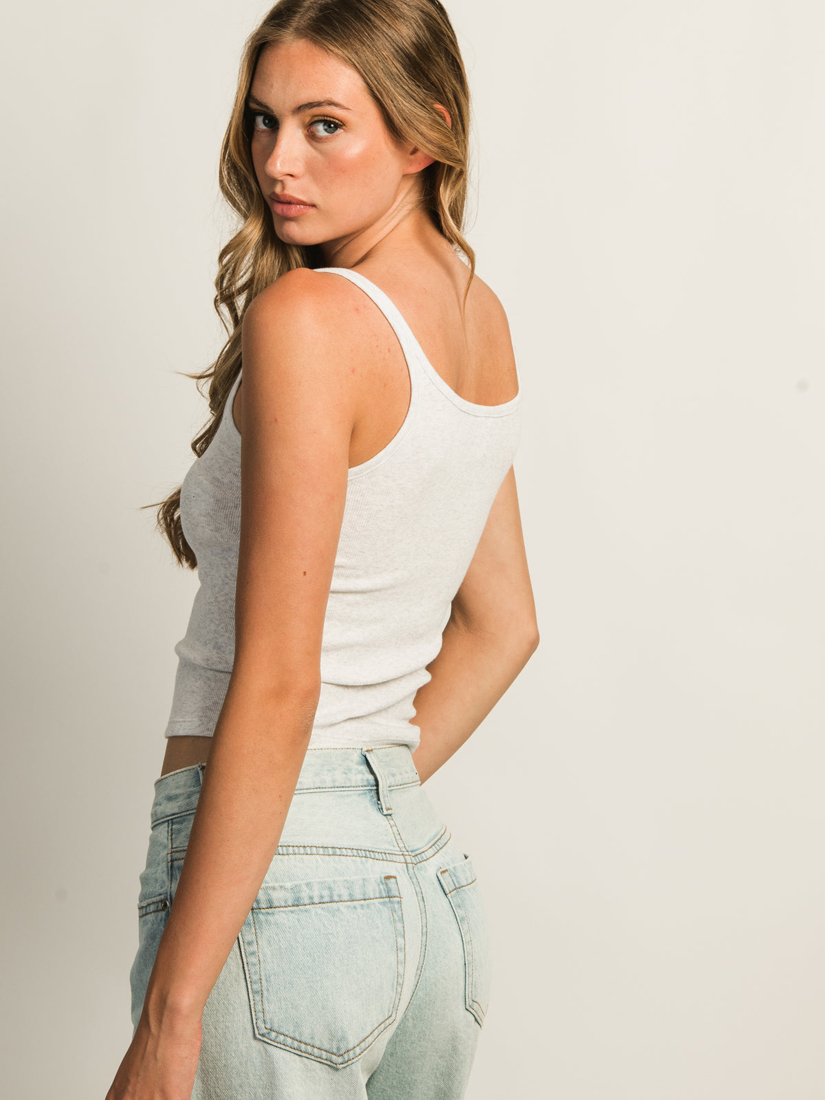 HARLOW ESSENTIAL RIBBED MELANGE TANK