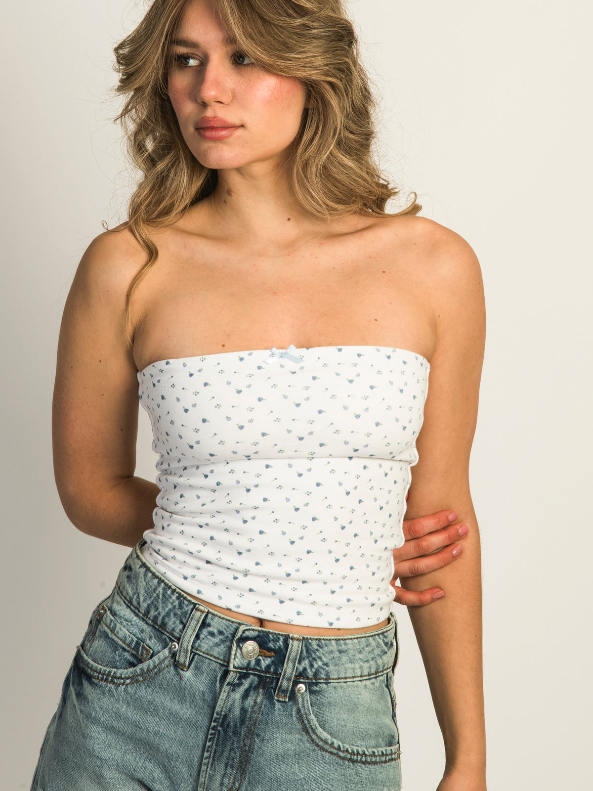 HARLOW BAILEY DITSY TUBE TOP - WHITE CLEARANCE