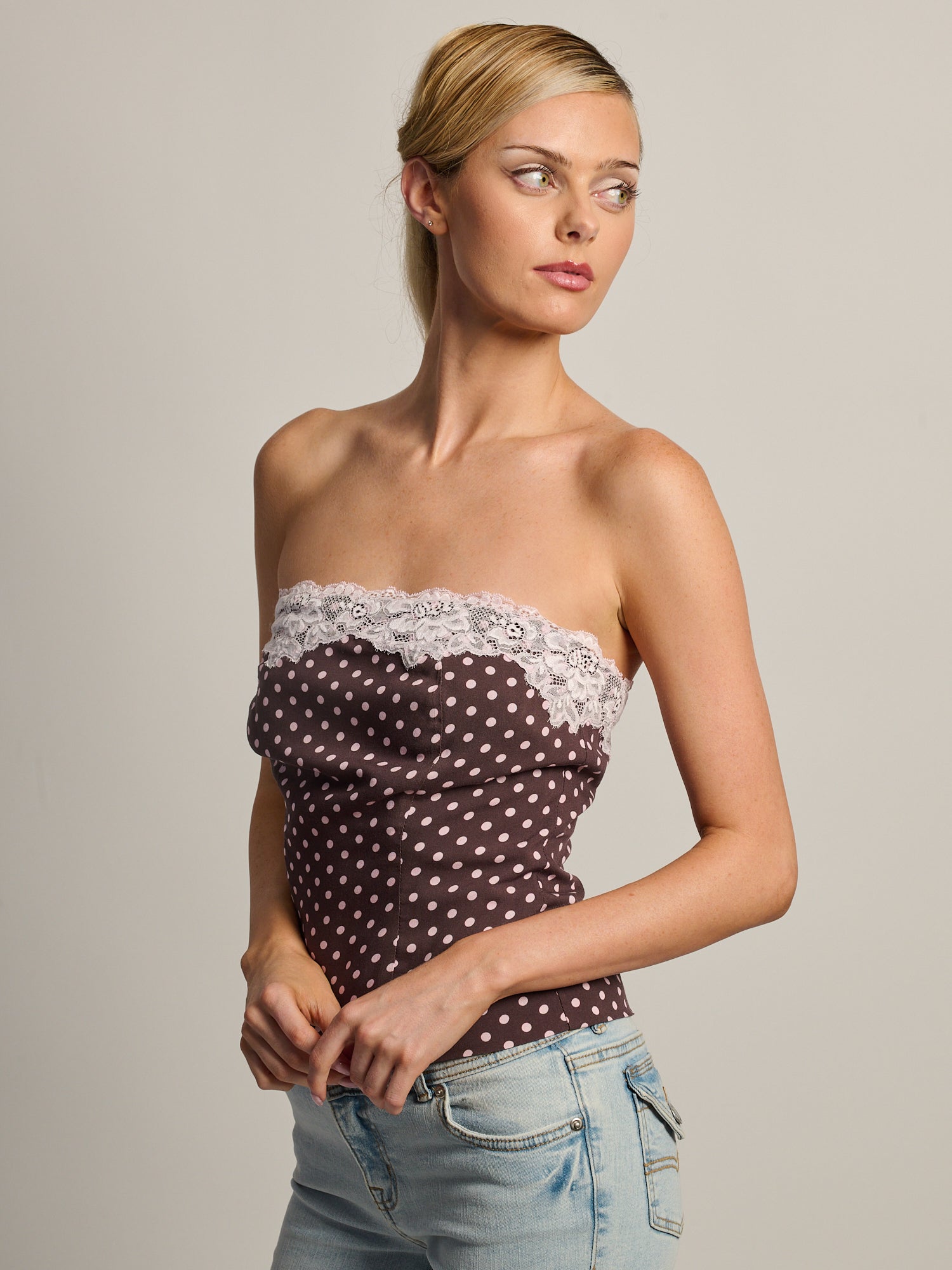 HARLOW VEGAS TUBE TOP - BROWN/PINK