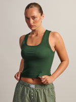 HARLOW ESSENTIAL SQUARE NECK TANK - FOREST