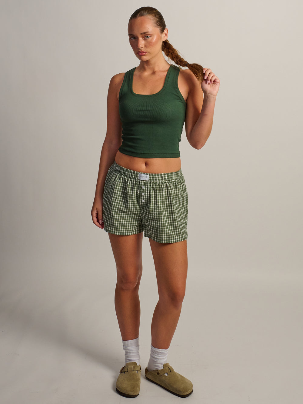 HARLOW ESSENTIAL SQUARE NECK TANK - FOREST