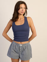 HARLOW ESSENTIAL SQUARENECK TANK - INDIGO