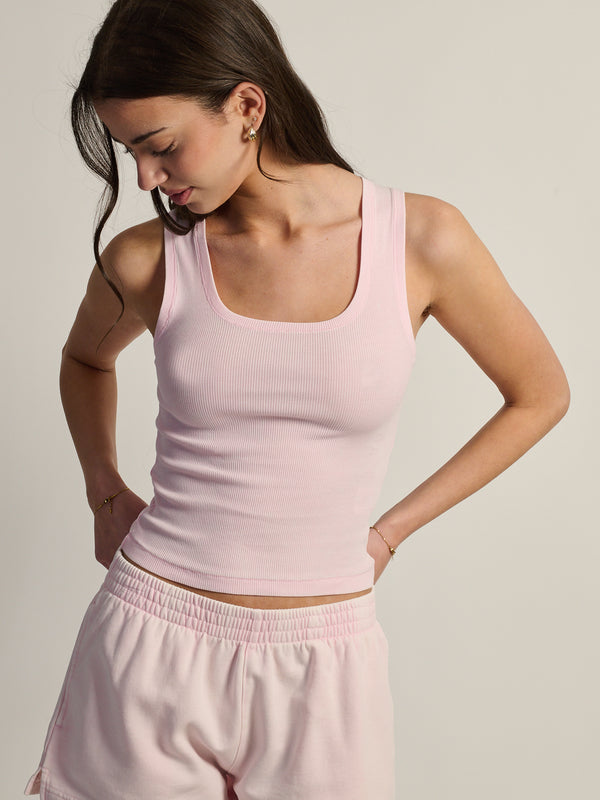 HARLOW ESSENTIAL SQUARENECK TANK - PINK
