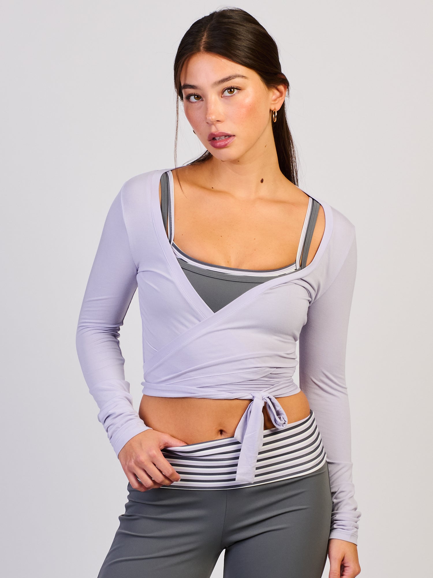 HARLOW SCULPT WRAP TOP - LILAC