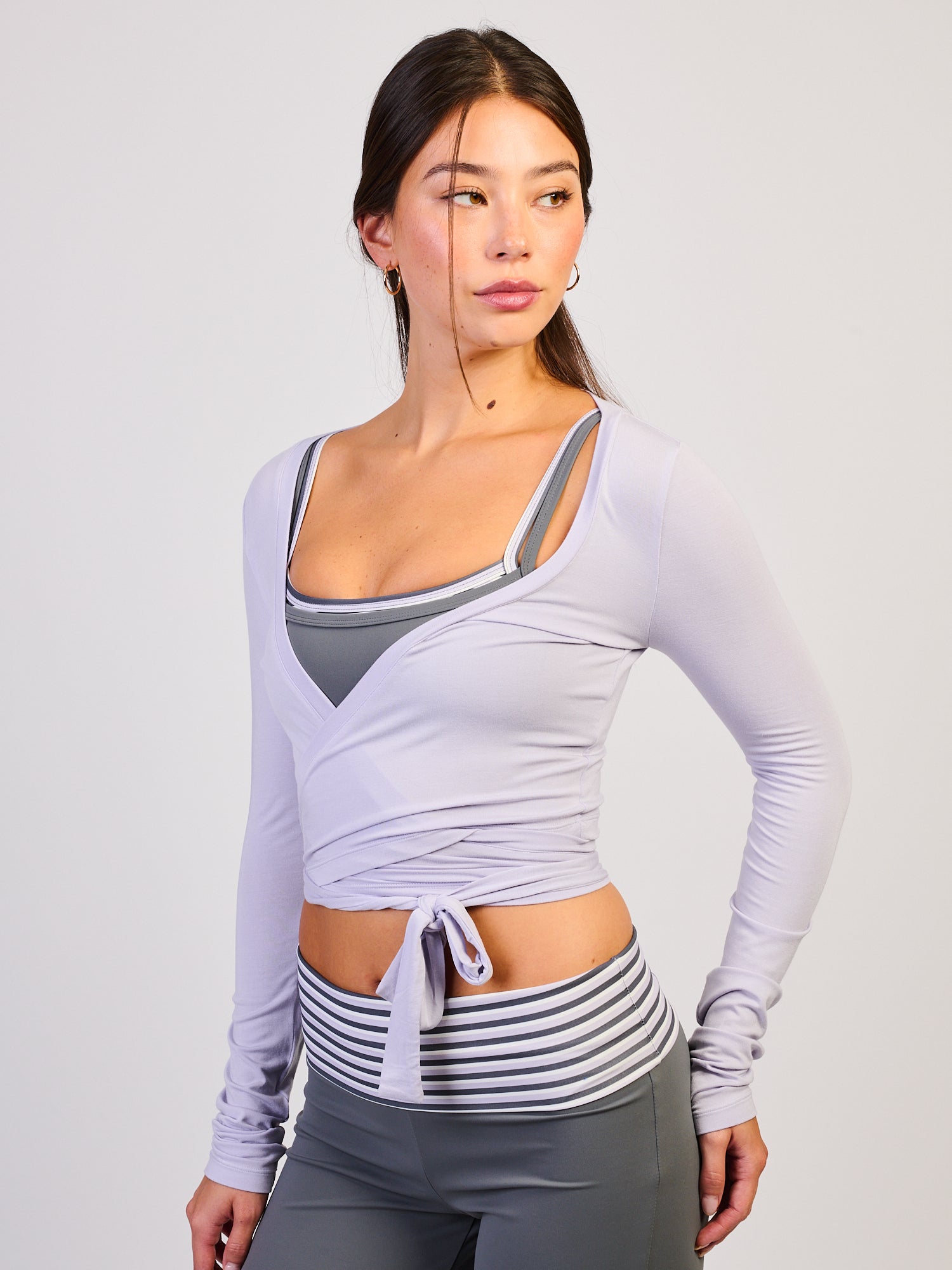 HARLOW SCULPT WRAP TOP - LILAC