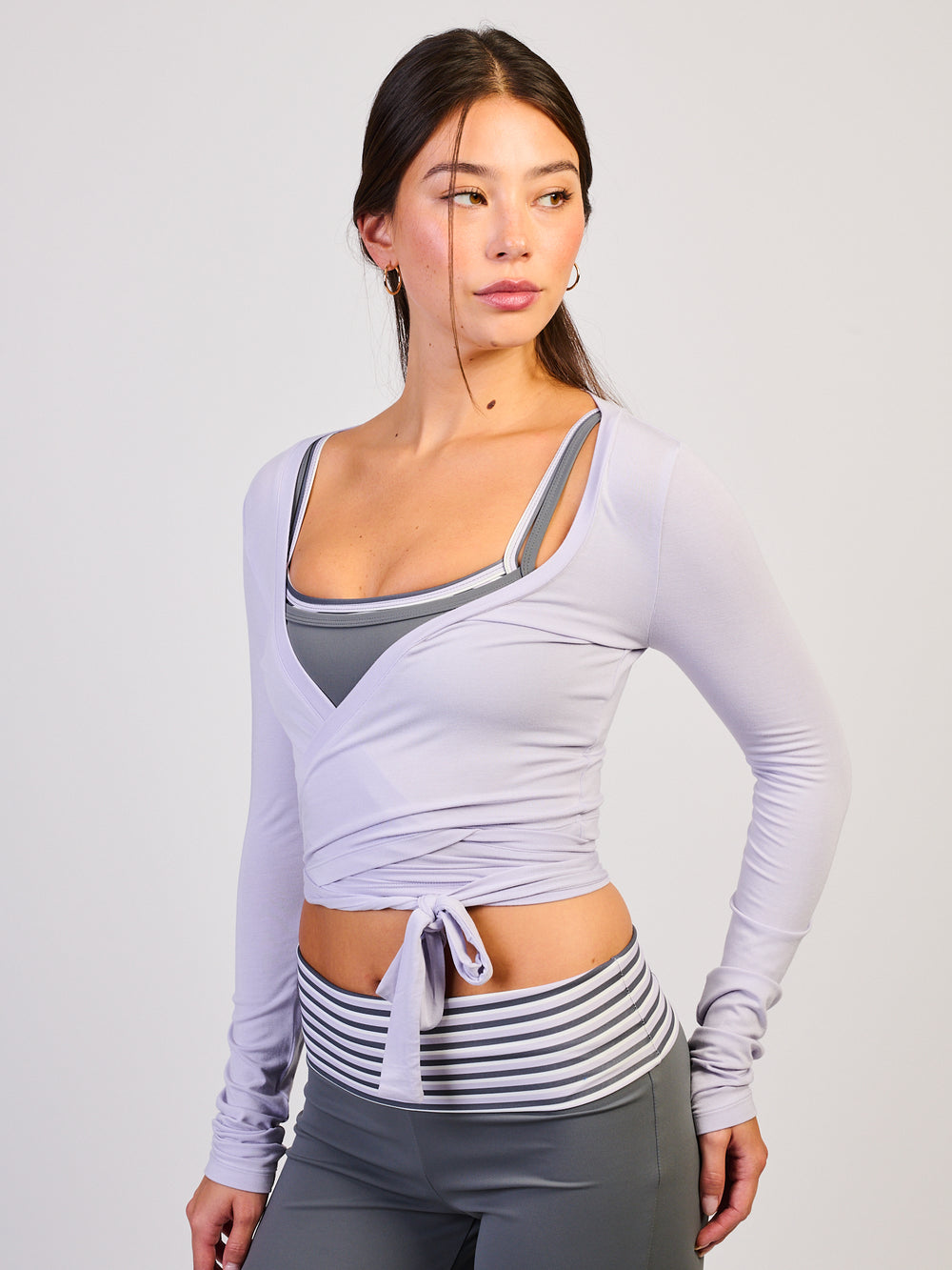 HARLOW SCULPT WRAP TOP - LILAC