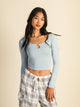 HARLOW HARLOW PENNY KEYHOLE LONG SLEEVE TEE - LIGHT BLUE - Boathouse