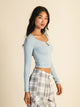 HARLOW HARLOW PENNY KEYHOLE LONG SLEEVE TEE - LIGHT BLUE - Boathouse