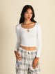 HARLOW HARLOW PENNY KEYHOLE LONG SLEEVE TEE - WHITE - Boathouse