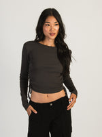 HARLOW RACHEL RUCHED LONG SLEEVE - CHARCOAL (ANTHRACITE)
