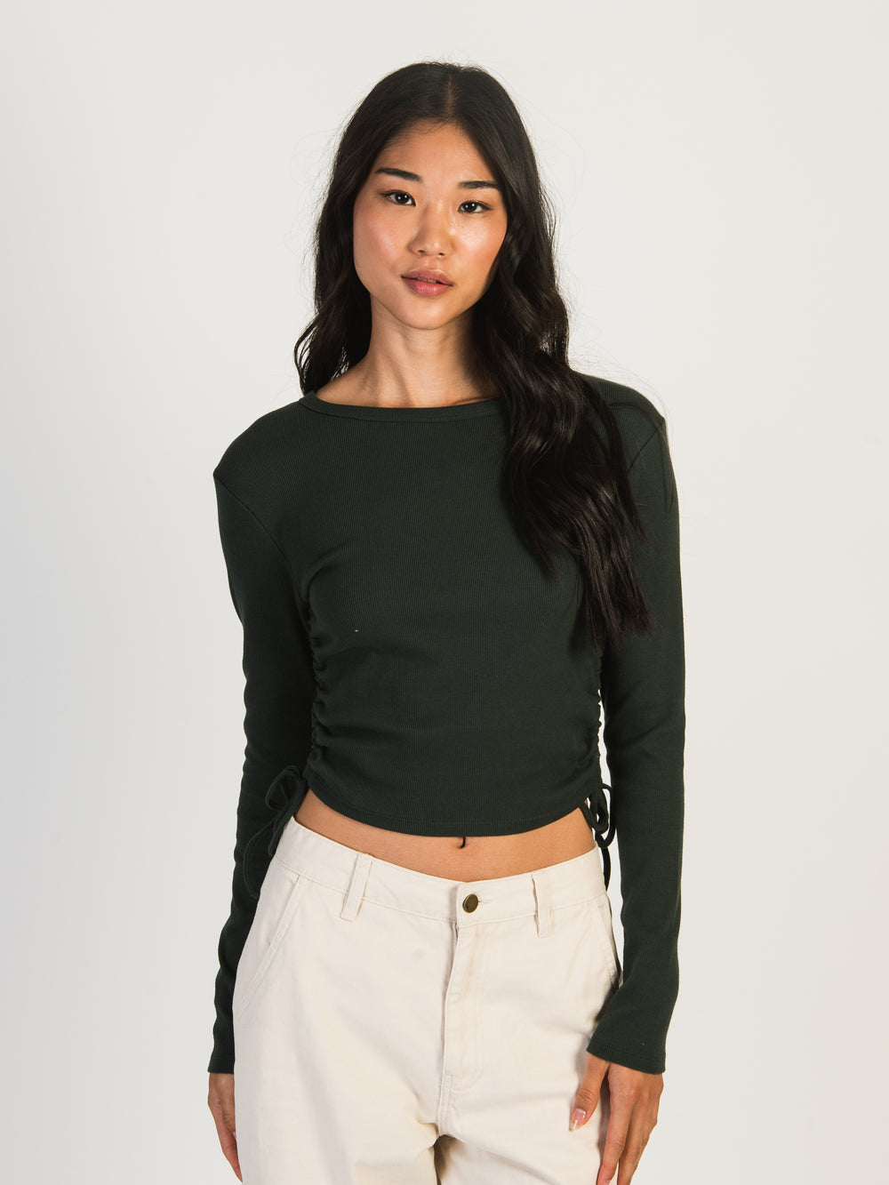 HARLOW RACHEL RUCHED LONG SLEEVE - FOREST