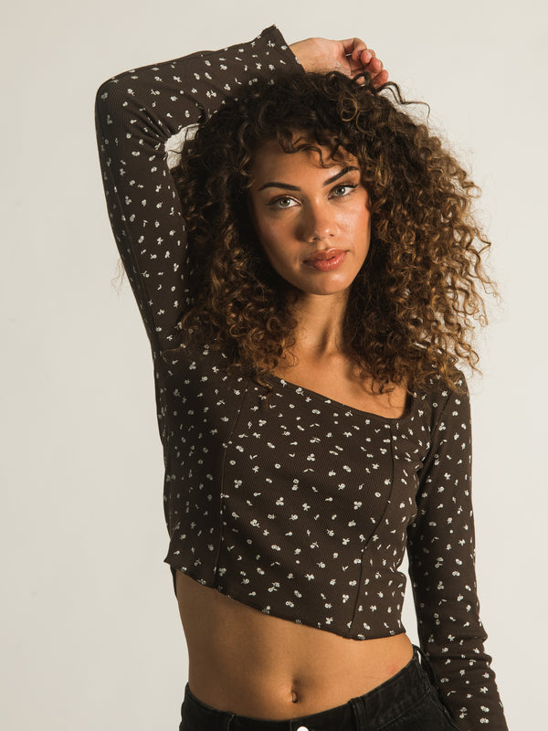 HARLOW LONG SLEEVE SQUARE NECK DITSY - CLEARANCE