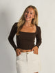 HARLOW HARLOW SQUARE NECK LONGSLEEVE - CHOCOLATE - Boathouse