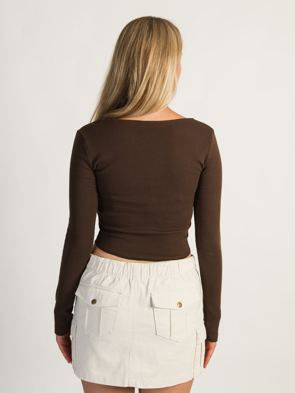 HARLOW SQUARE NECK LONGSLEEVE - CHOCOLATE